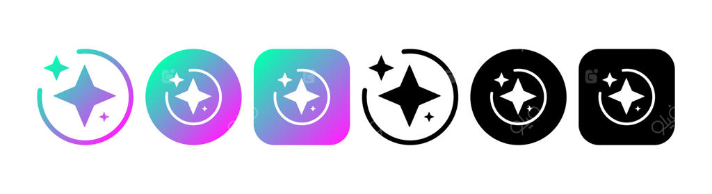 نماد دکمه‌ای رنگارنگ هوش مصنوعی، مجموعه لوگوی اپلیکیشن AI