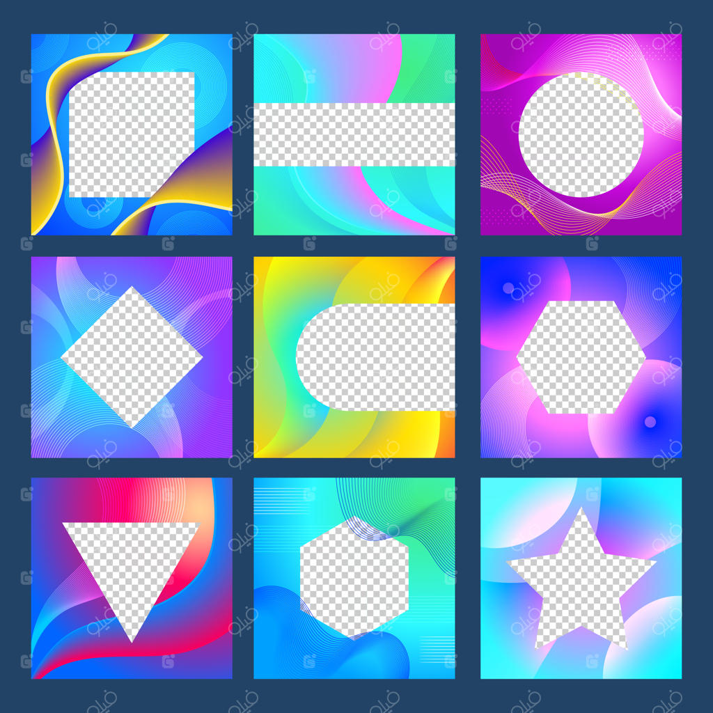 بنرهای وب، طراحی قالب‌های شبکه‌های اجتماعی، بنرهای مربع برای تصاویر و متون - مجموعه‌ای جدید از وکتورها