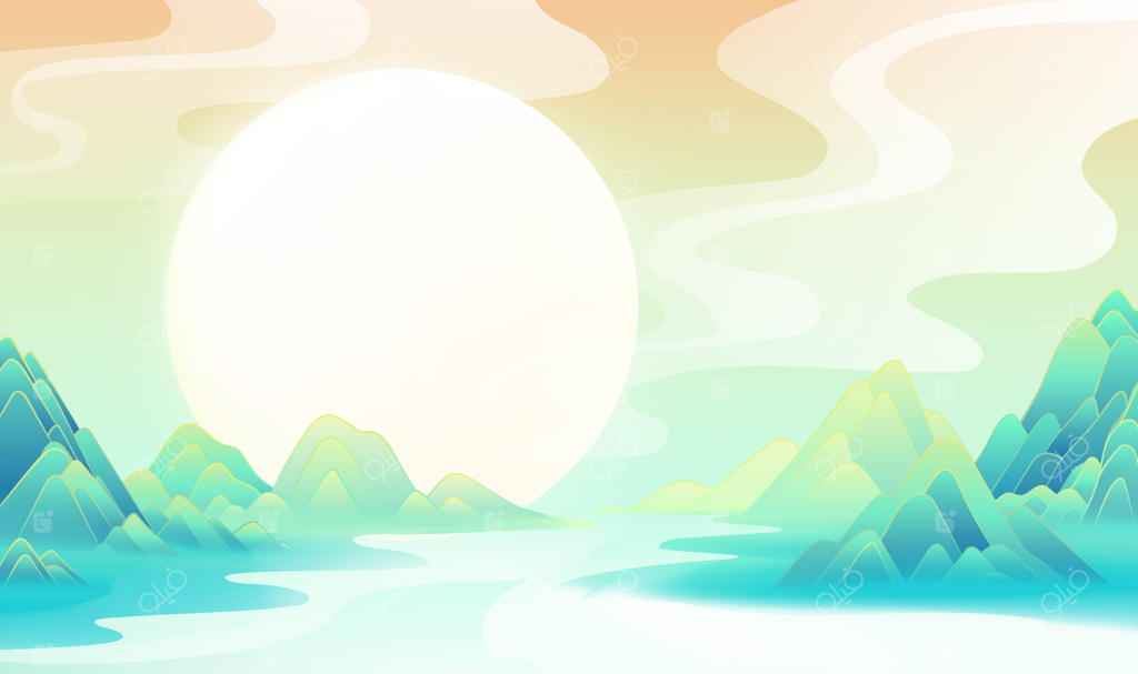 منظره‌ای آرام با کوه‌ها و