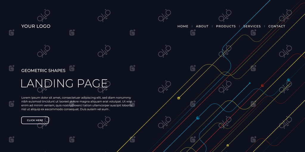 قالب صفحه فرود با الگوهای هندسی برای سایت کسب‌وکار