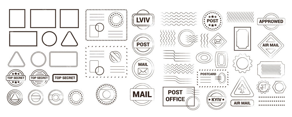 مجموعه تمبر پستی گرانج، ست تمبر و مهر پستی رترو و وینتیج با طرح فرسوده