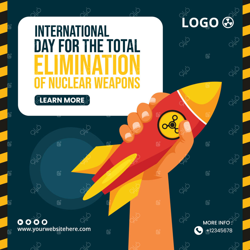 تصویرسازی شبکه‌های اجتماعی برای روز جهانی حذف کامل سلاح‌های هسته‌ای با پس‌زمینه کارتونی