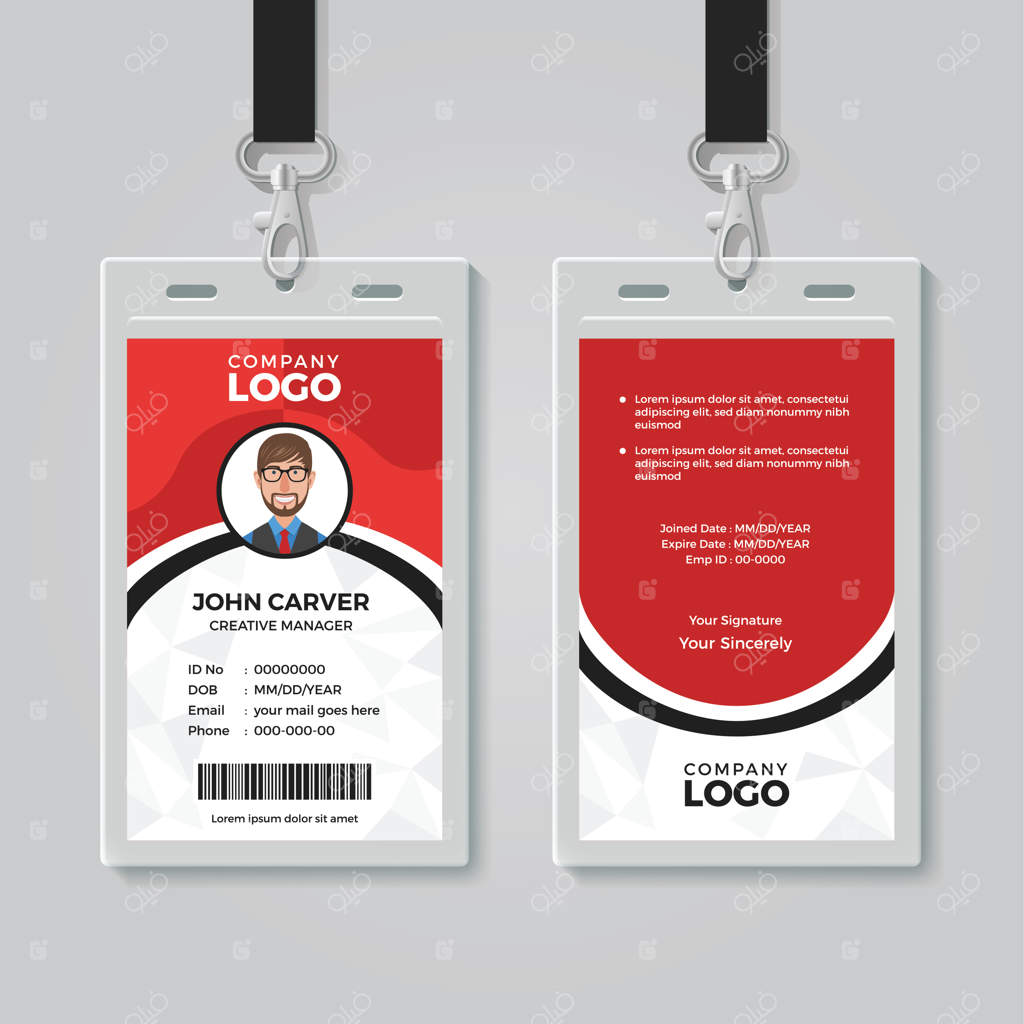 قالب کارت شناسایی اداری قرمز و سفید