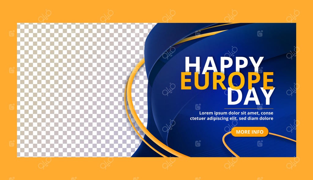 قالب بنر افقی روز اروپا با گرادیان رنگی