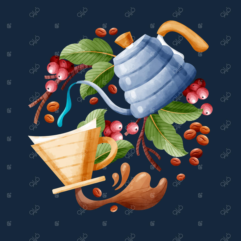 نقاشی آبرنگی با رنگ‌های متنوع