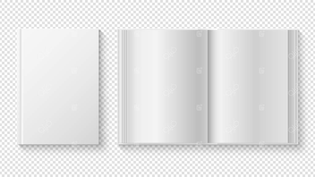 دفترچه یا برنامه‌ریز با برگه‌های کاغذی سفید واقع‌گرایانه: باز و بسته