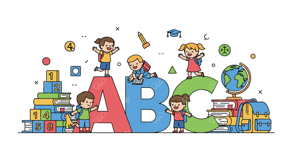 کودکان پرشور و شاد سرگرم یادگیری در محیط آموزشی رنگارنگ و پویا