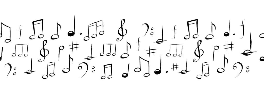 طرح کلی نت موسیقی، ملودی زیبا و دست‌ساز. عناصر مرزی خطی برای موسیقی. نمادهای ساده و صدا.