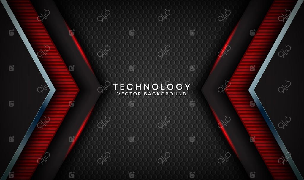 پس‌زمینه فناوری سه‌بعدی انتزاعی با جلوه نور قرمز در فضای تاریک