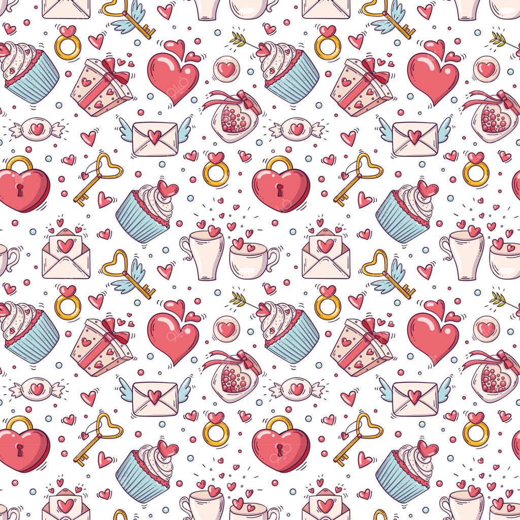 پترن زیبا با تصویرسازی روز ولنتاین