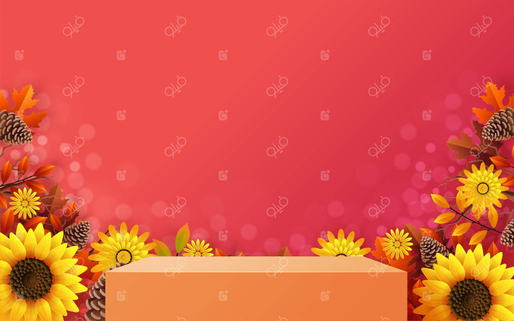 زمینه محصولات با فرم‌های هندسی پاییزی در سکوی سه‌بعدی برای فصل تعطیلات