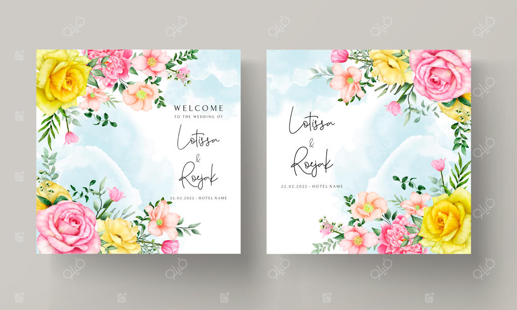 الگوی دعوتنامه عروسی گلدار دست‌ساز زیبا