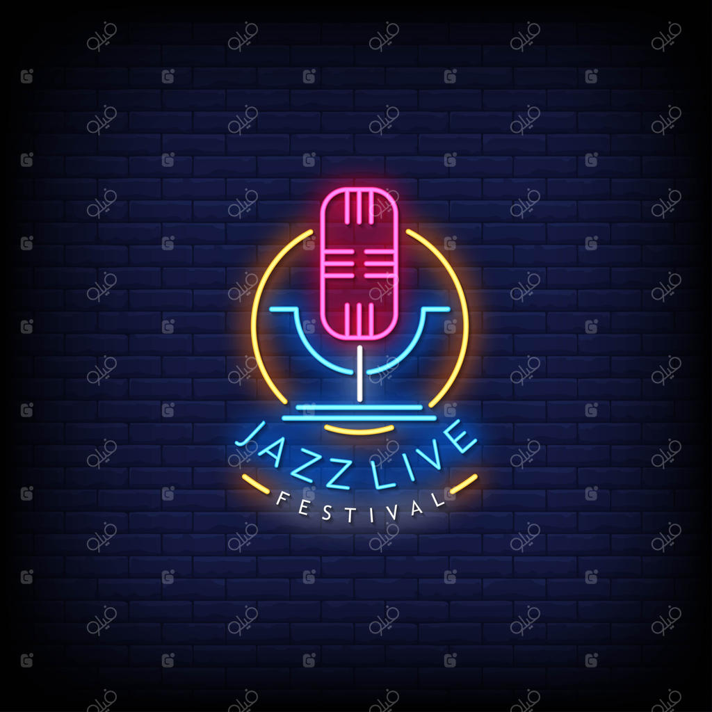 متن فستیوال جَز زنده به سبک نئون