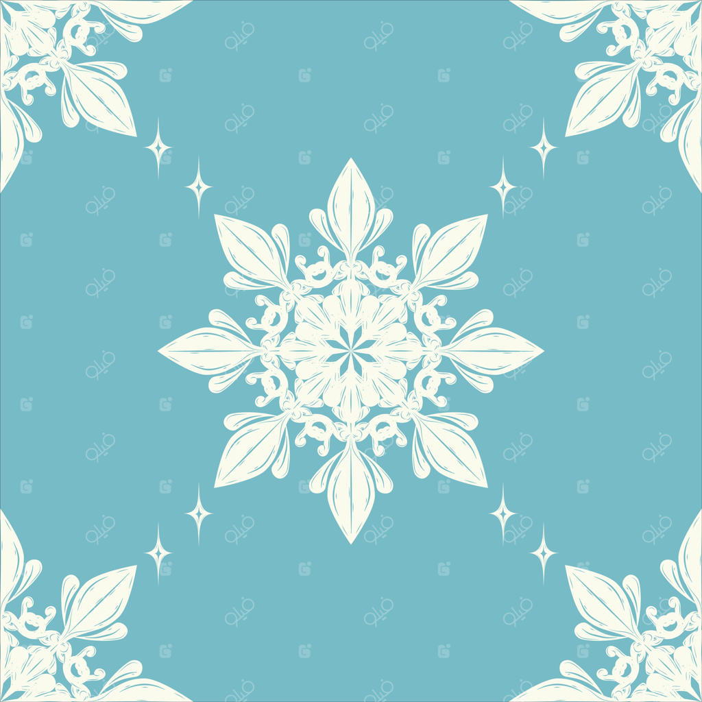 پترن بی‌نظیر تزیینیشکوفه‌ها و شکوفه‌های گرد سبزآبی. گلدوزی نخودی با ظرافت روی زمینه آبی. طراحی باغی اشرافی و بی‌نظیر. کاغذدیواری دست‌کشیده با طراحی مونوگرام پیچیده، مناسب برای قالی.