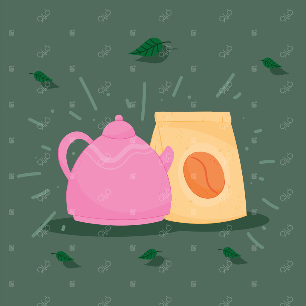 کیسه قهوه و قوری چای