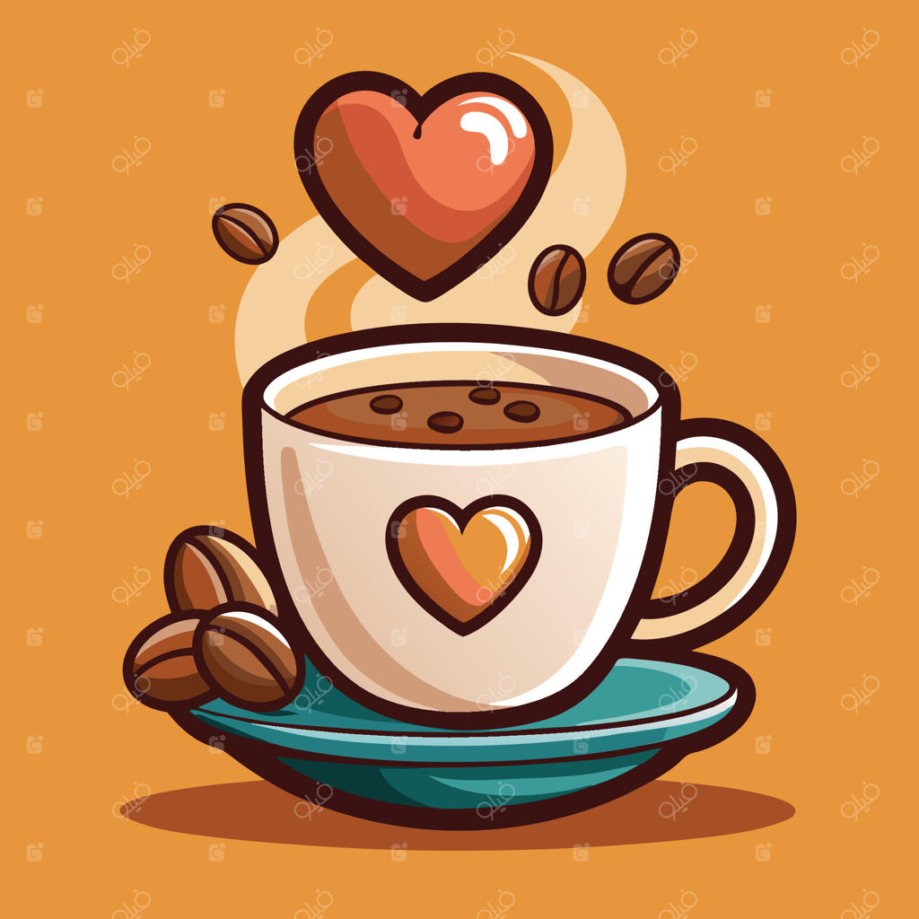 آیکون قهوه با خامه و دانه‌های معطر اسپرسو انیمیشنی