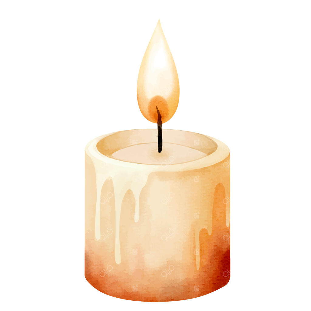 تصویر آبرنگی شمع روشن برای صحنه‌های آرام و روستایی