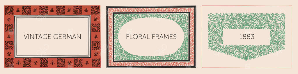 طرح گل‌های حکاکی شده بر روی چوب قدیمی: گل‌ها، شاخ و برگ، میوه‌ها و اشیاء فرعی.