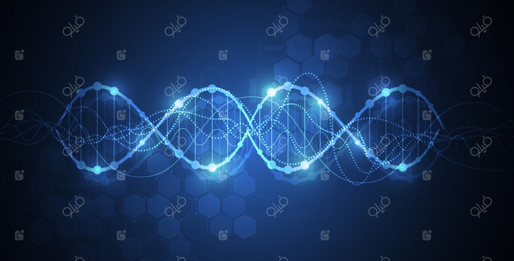 قالب، والپیپر یا بنر علمی با طرح مولکول‌های DNA
