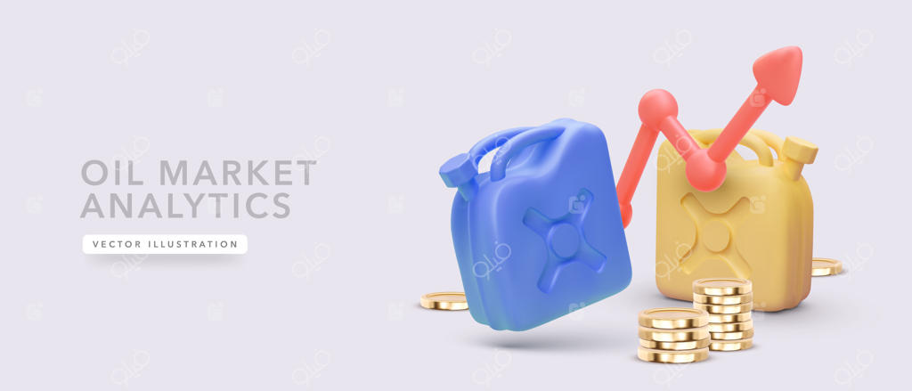 بنر مفهومی برای تحلیل بازار نفت به سبک واقع‌گرایانه وکتور