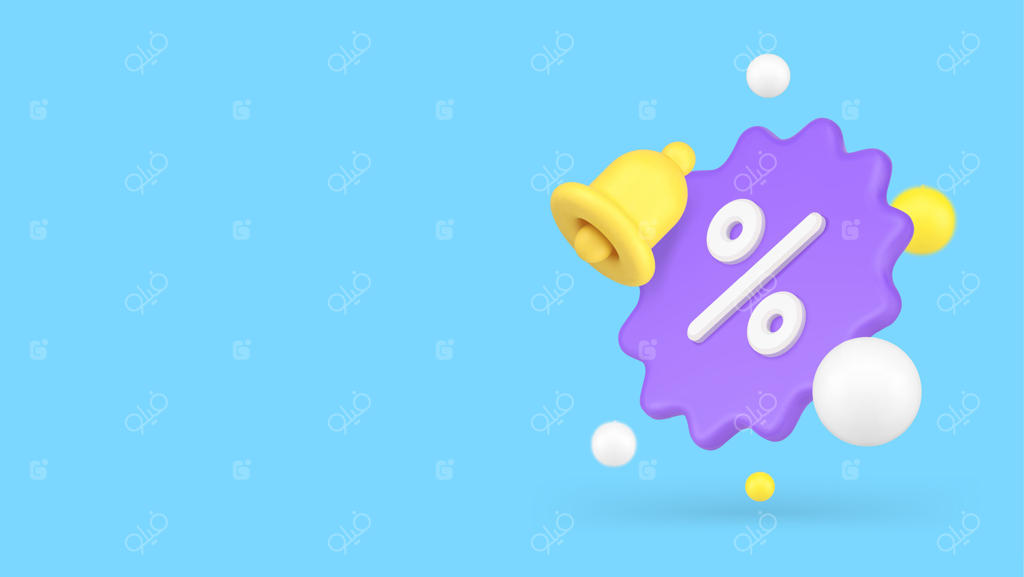 آیکون سه‌بعدی و واقع‌گرایانه تخفیف و حراج با اعلام درصد ویژه