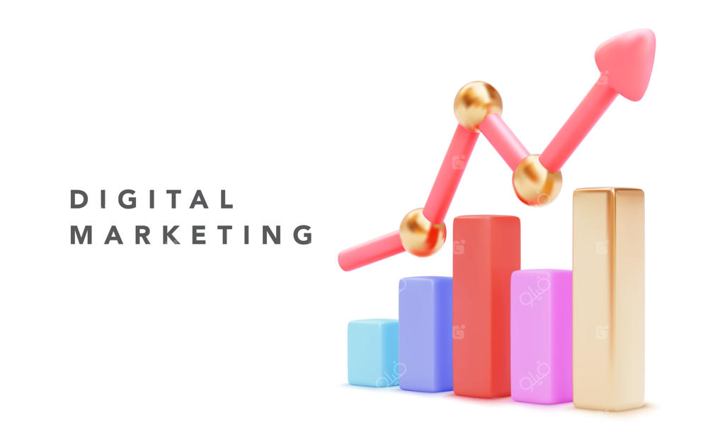 نمودار میله‌ای در حال رشد با فلش صعودی. تصویرسازی