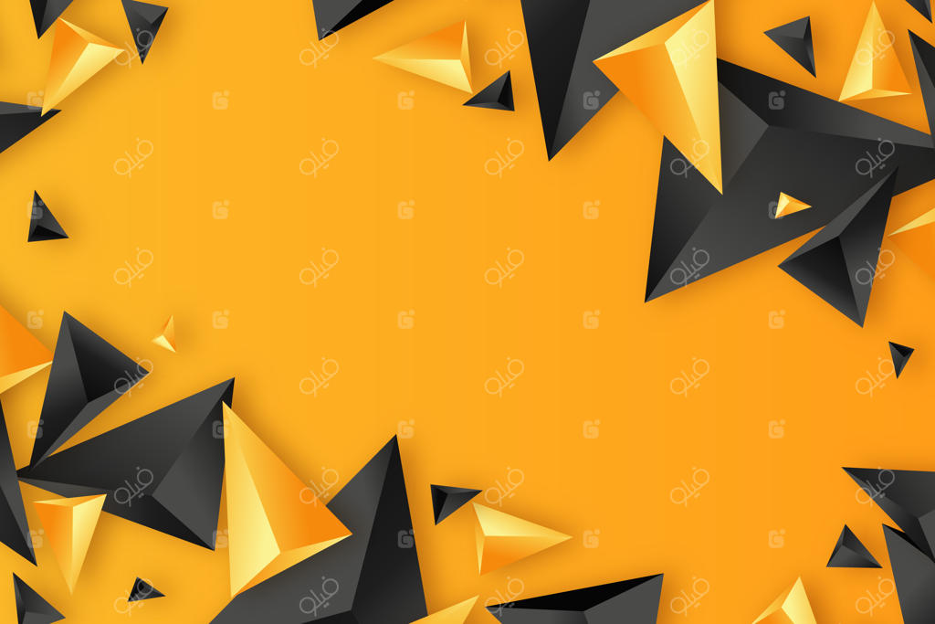 پس‌زمینه مثلثی سه‌بعدی مشکی و نارنجی