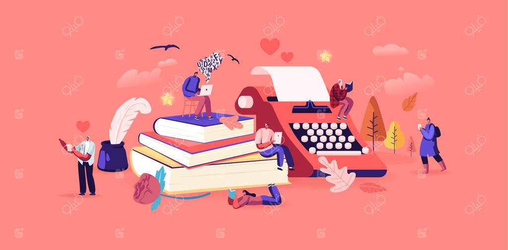 لذت بردن از خواندن ادبیات و نوشتن شعر یا نثر. شخصیت‌های کوچک در کنار کتاب‌های بزرگ مشغول خواندن اشعار و شعرهای کلاسیک. استفاده از قلم پر، حال و هوای رمانتیک. تصویرسازی کاراکترهای کارتونی.