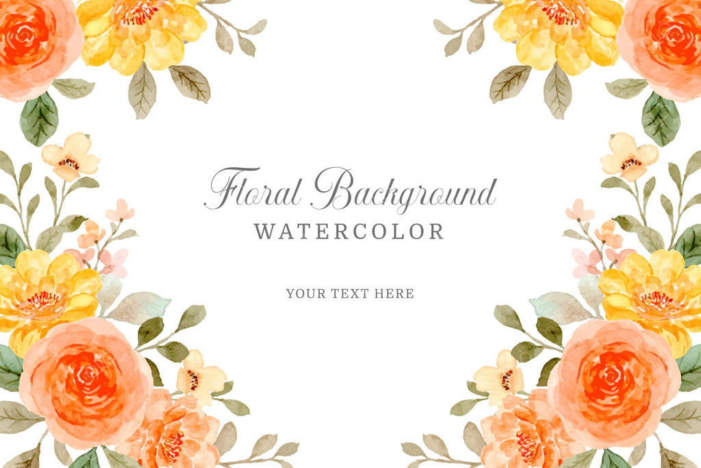 پس‌زمینه گل رز نارنجی با آبرنگ