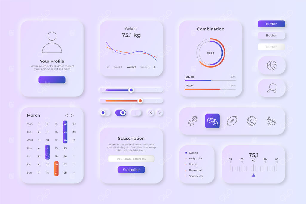 مجموعه المان‌های گرادینت رابط کاربری