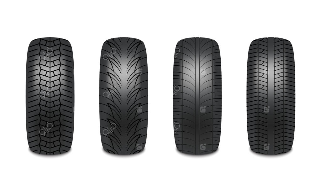 طراحی واقعی لاستیک‌های خودرو بر روی پس‌زمینه سفید