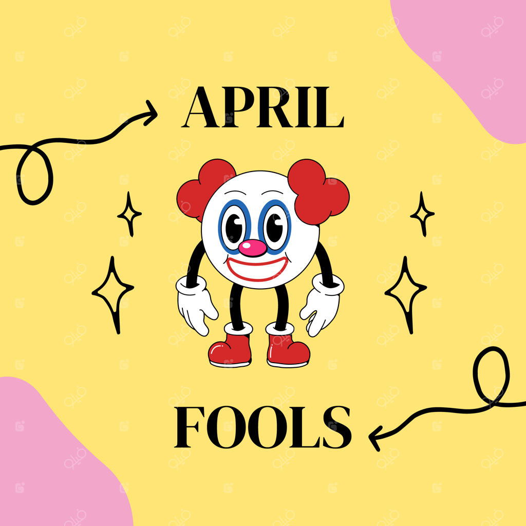تبریک روز دروغ اول آوریل با دلقک رترو