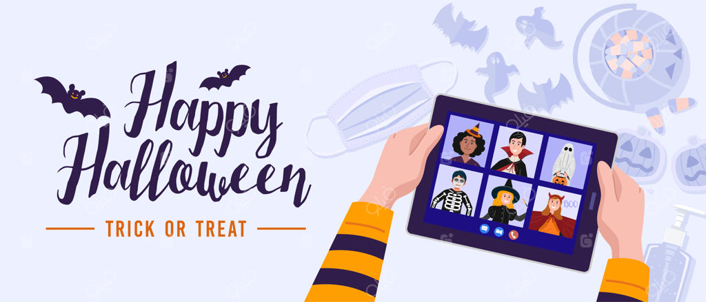 جلسات ویدیویی کودکان با لباس‌های هالووین به دلیل شیوع بیماری