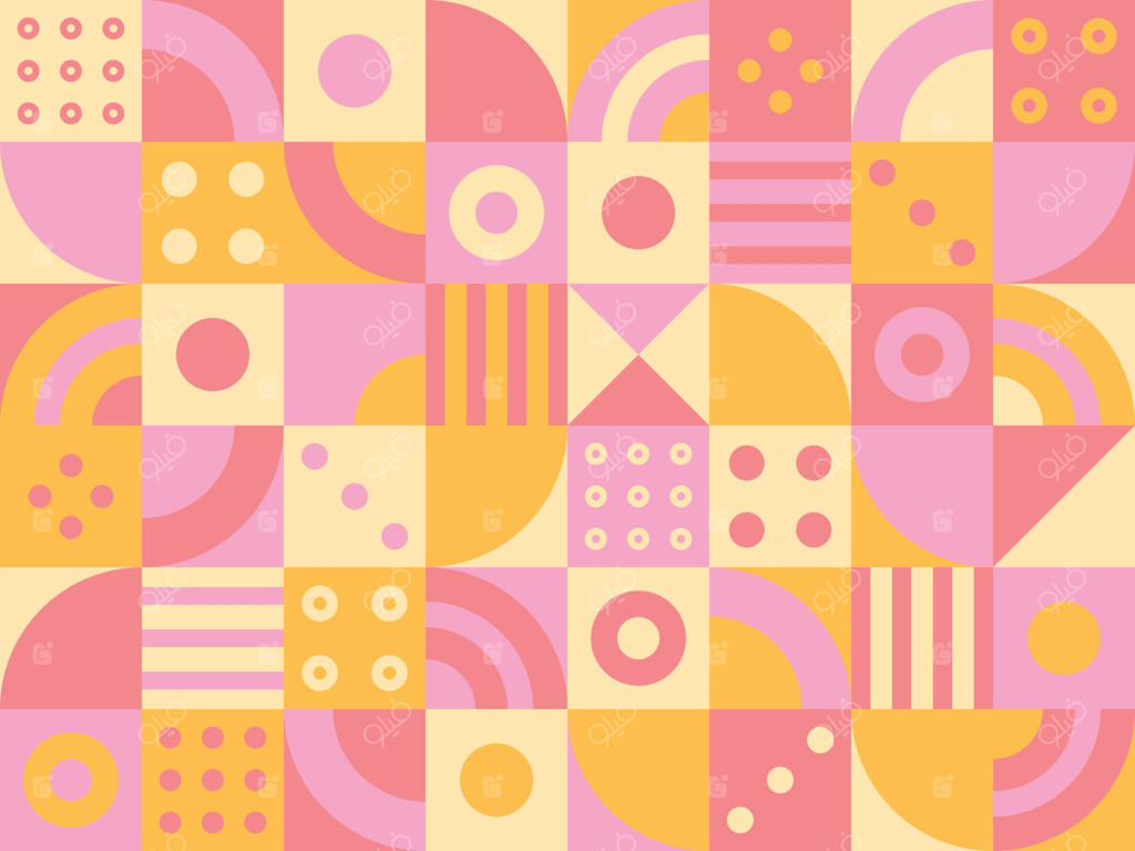 قطعه‌های دایره‌ای الگوهایی در شبکه‌ای از موزاییک مربعی ایجاد می‌کنند