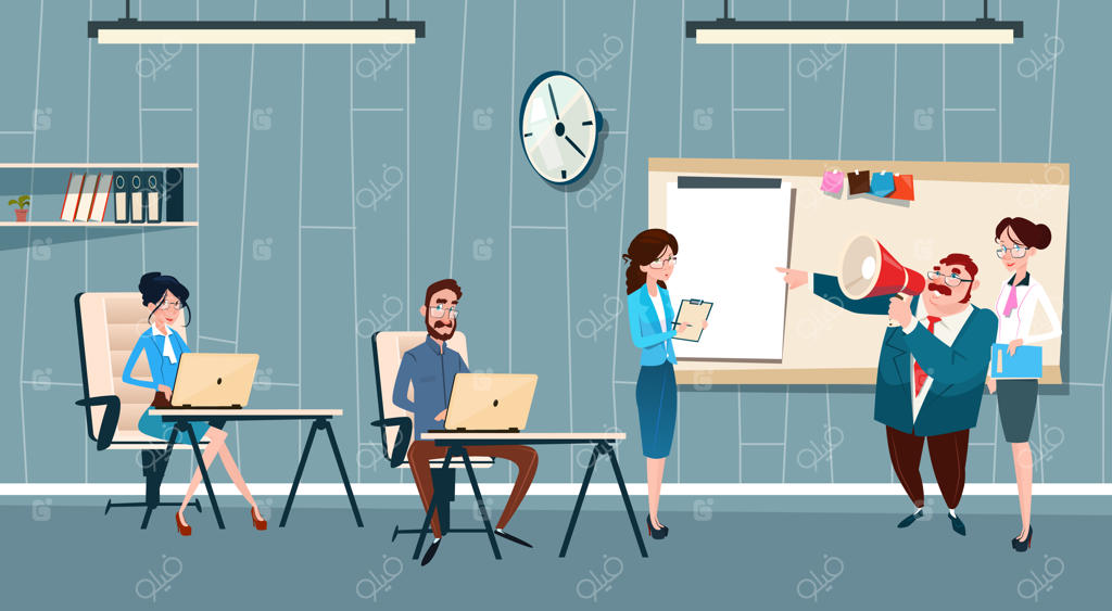 رئیس تاجر با بلندگو در دست