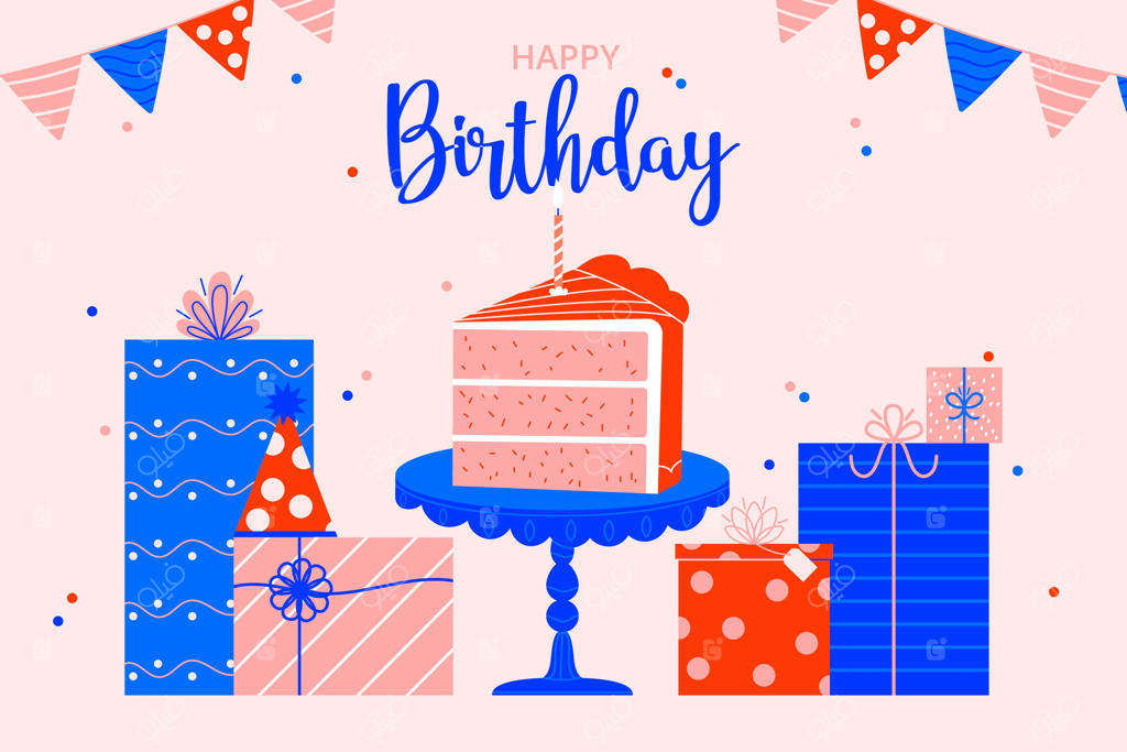 زمینه تولدت مبارک با طراحی دستی