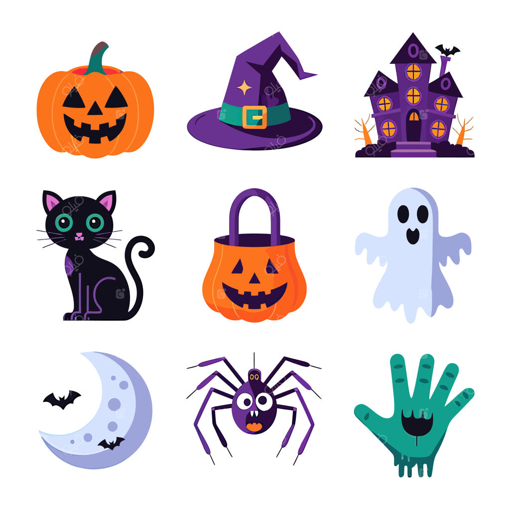 تصویرسازی وکتور دوبعدی هالووین برای طرح تیشرت؛ کاراکتر روح و شمع داخل کدو تنبل حکاکی‌شده