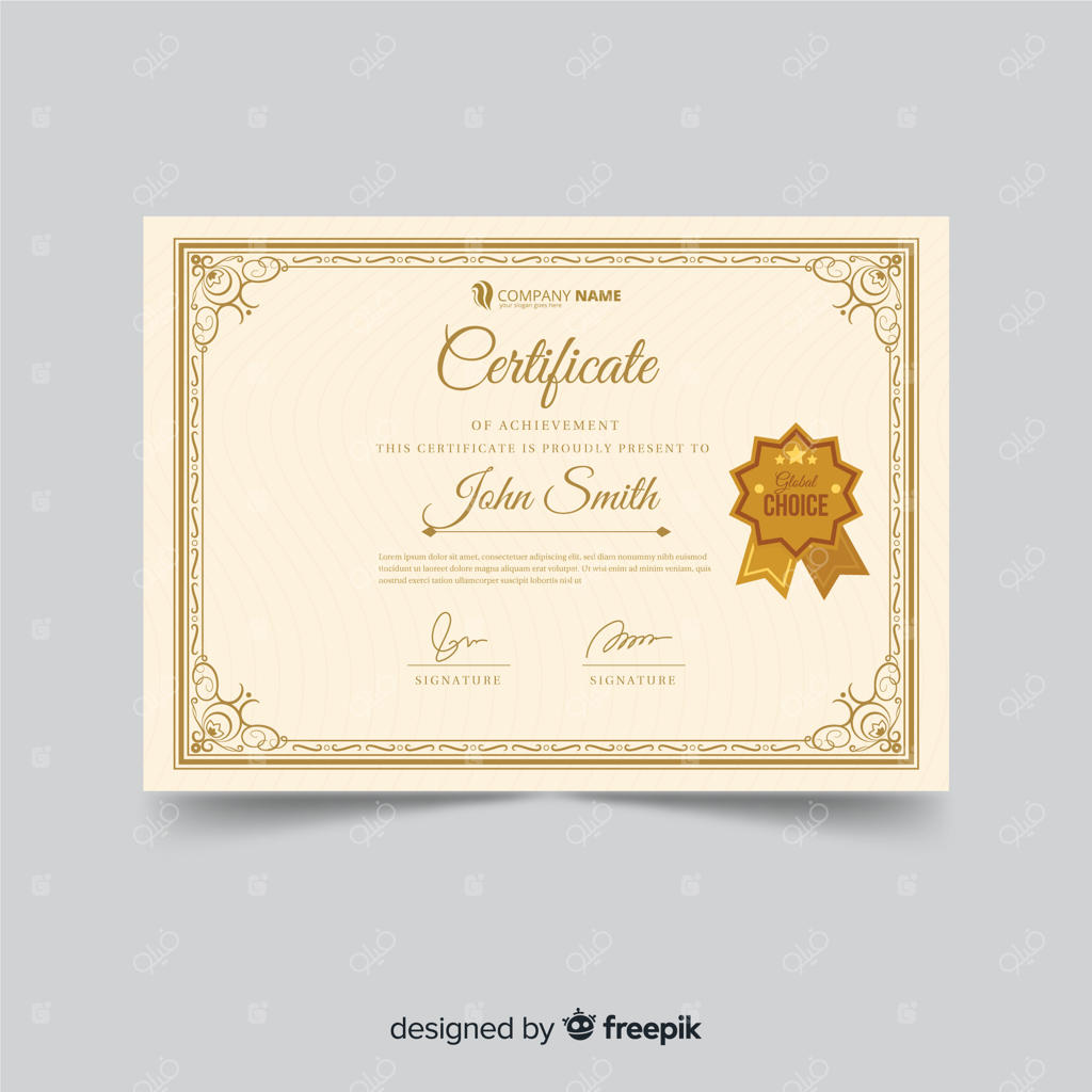 قالب گواهینامه تزیینی به سبک کلاسیک