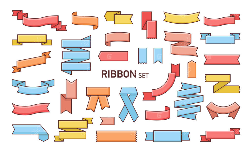 مجموعه‌ای از نوارهای رنگارنگ با اشکال مختلف.