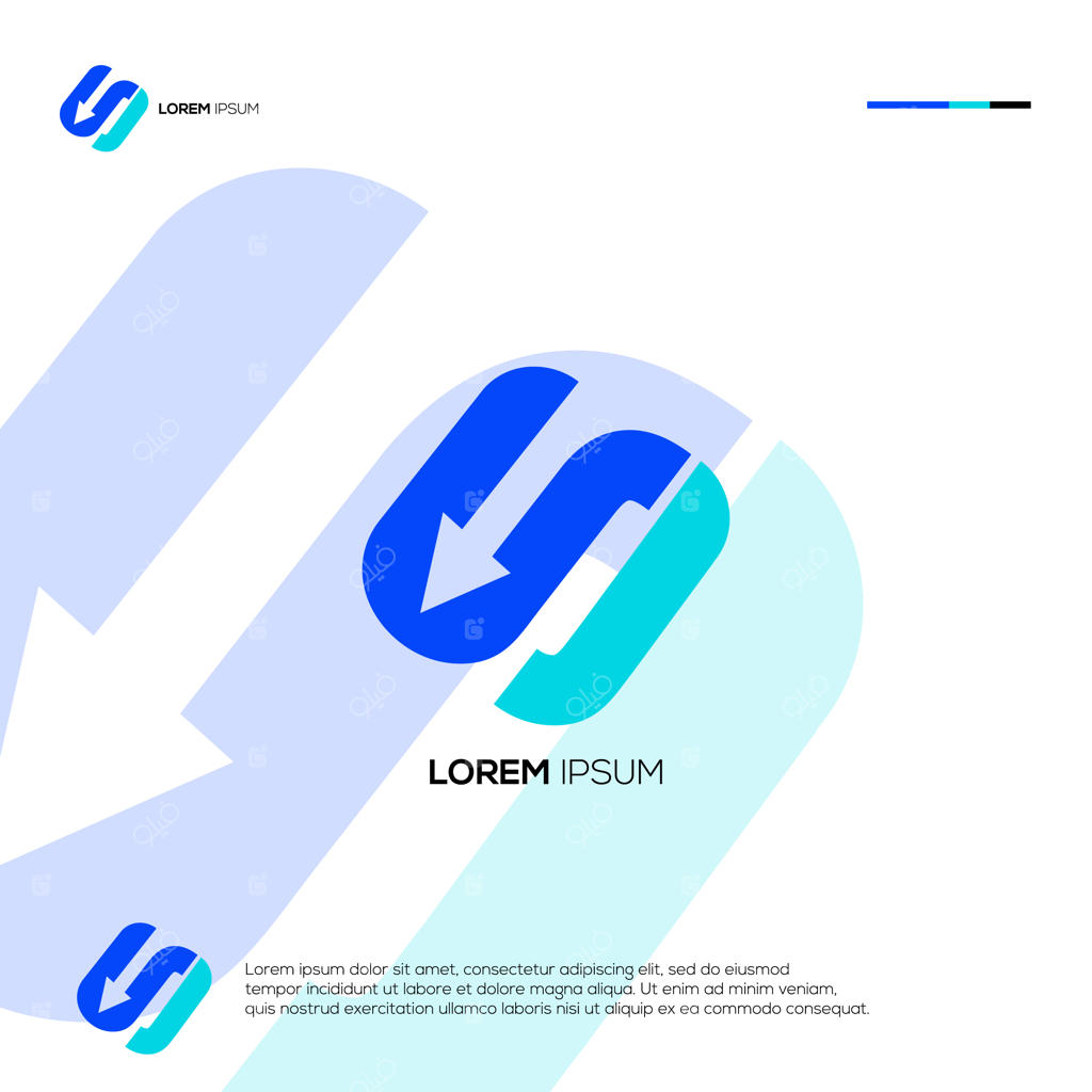 طراحی لوگوی مدرن با حروف اختصاری S و فلش