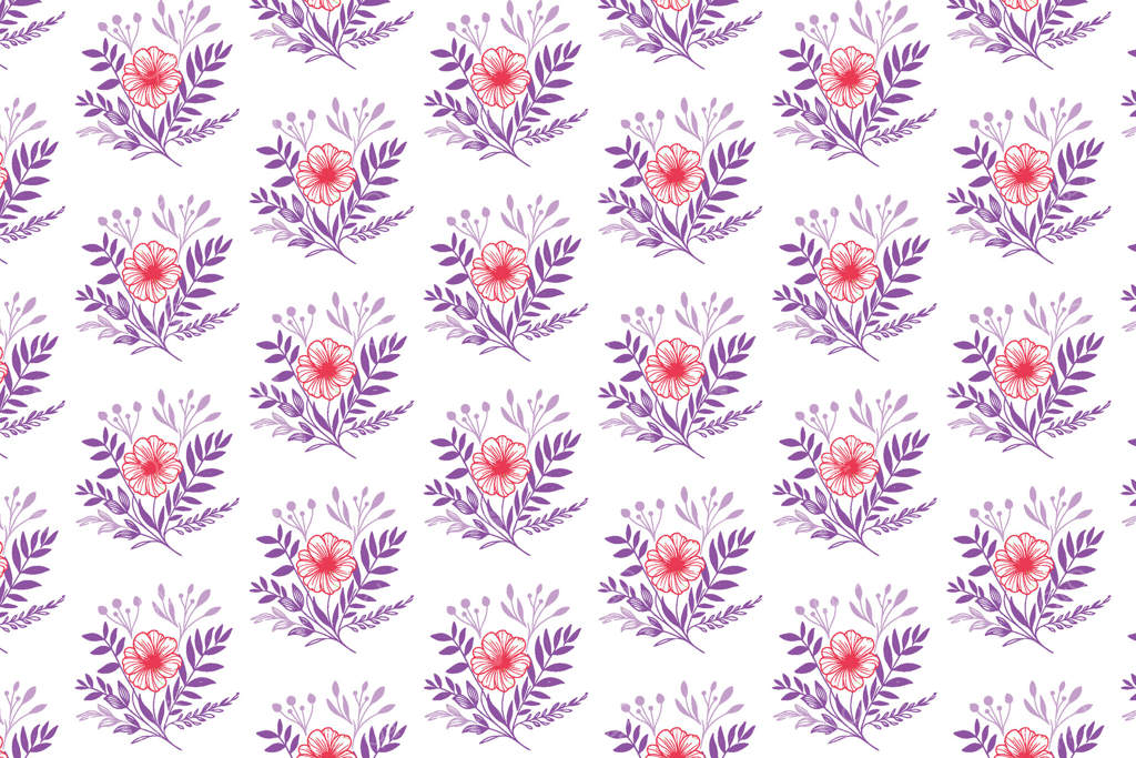 طرح هنری پرنقش و نگار گلدار با طراحی یک‌خطی برای الهام‌گیری از باغ‌های انتزاعی در کاغذ دیواری و بسته‌بندی پارچه‌ای