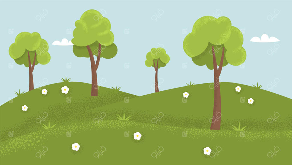 چمنزار تابستانی در روزی آفتابی و روشن.