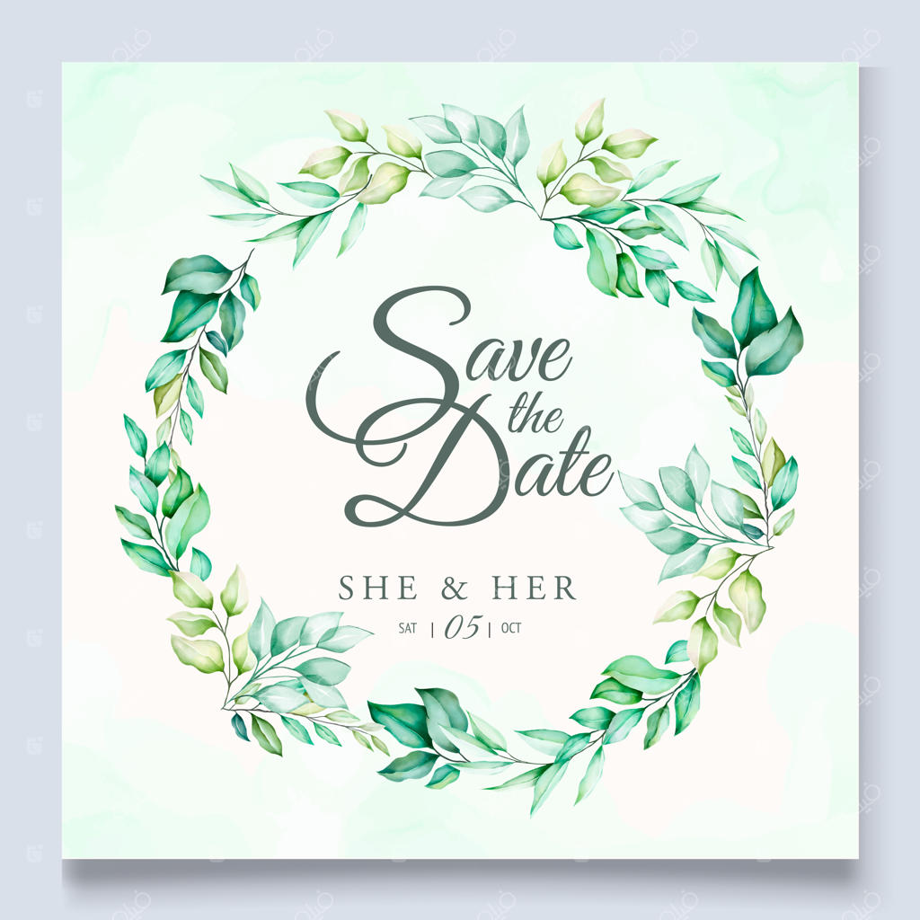 دعوتنامه عروسی با طراحی گل‌های سبز و رنگارنگ