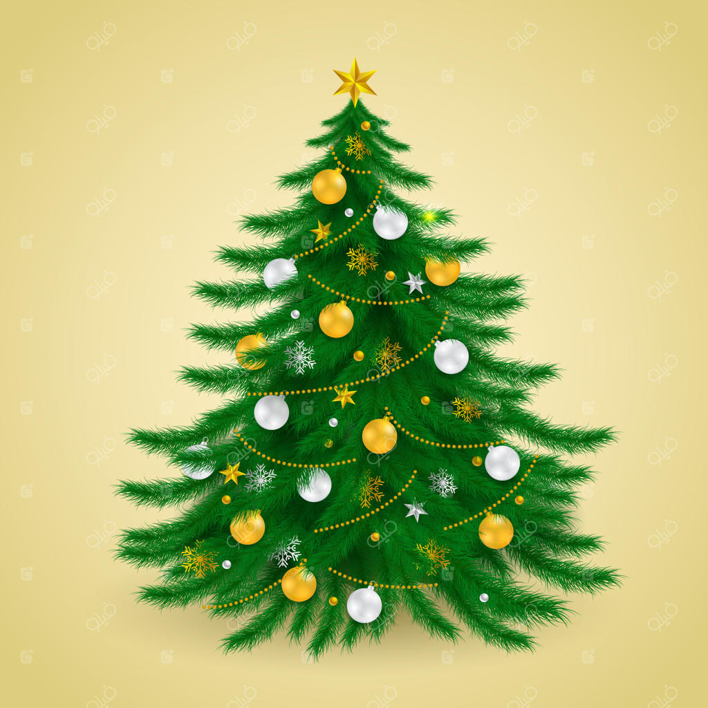 درخت کریسمس طلایی و نقره‌ای: فصل شادی و تبریک کریسمس مبارک