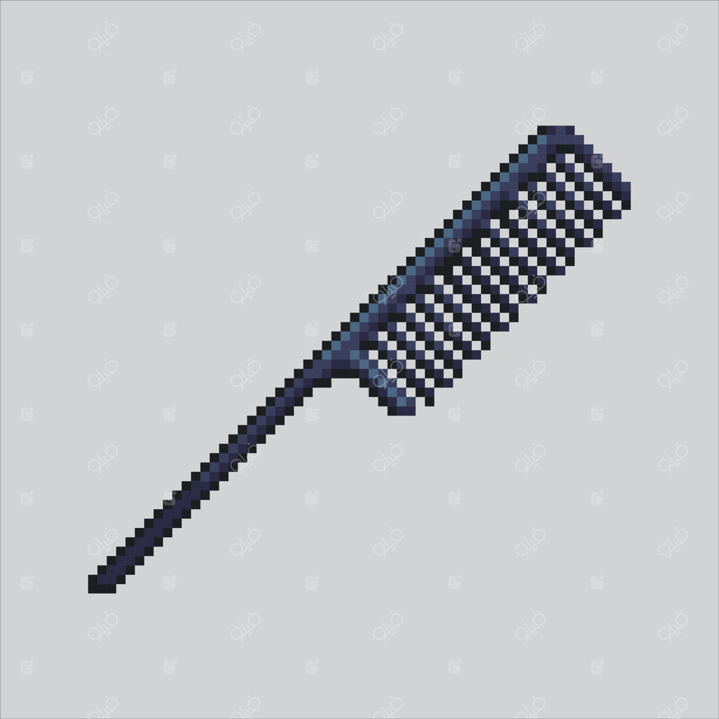 تصویر پیکسل آرت: شانه مو. شانه پیکسل شده برای بازی و آیکون وبسایت. سبک قدیمی و رترو.