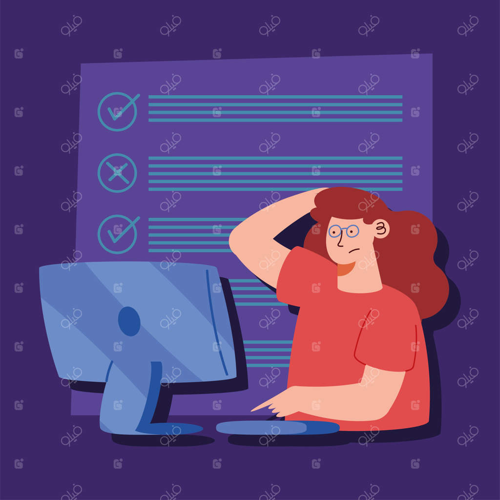 زن در حال کار با کامپیوتر رومیزی