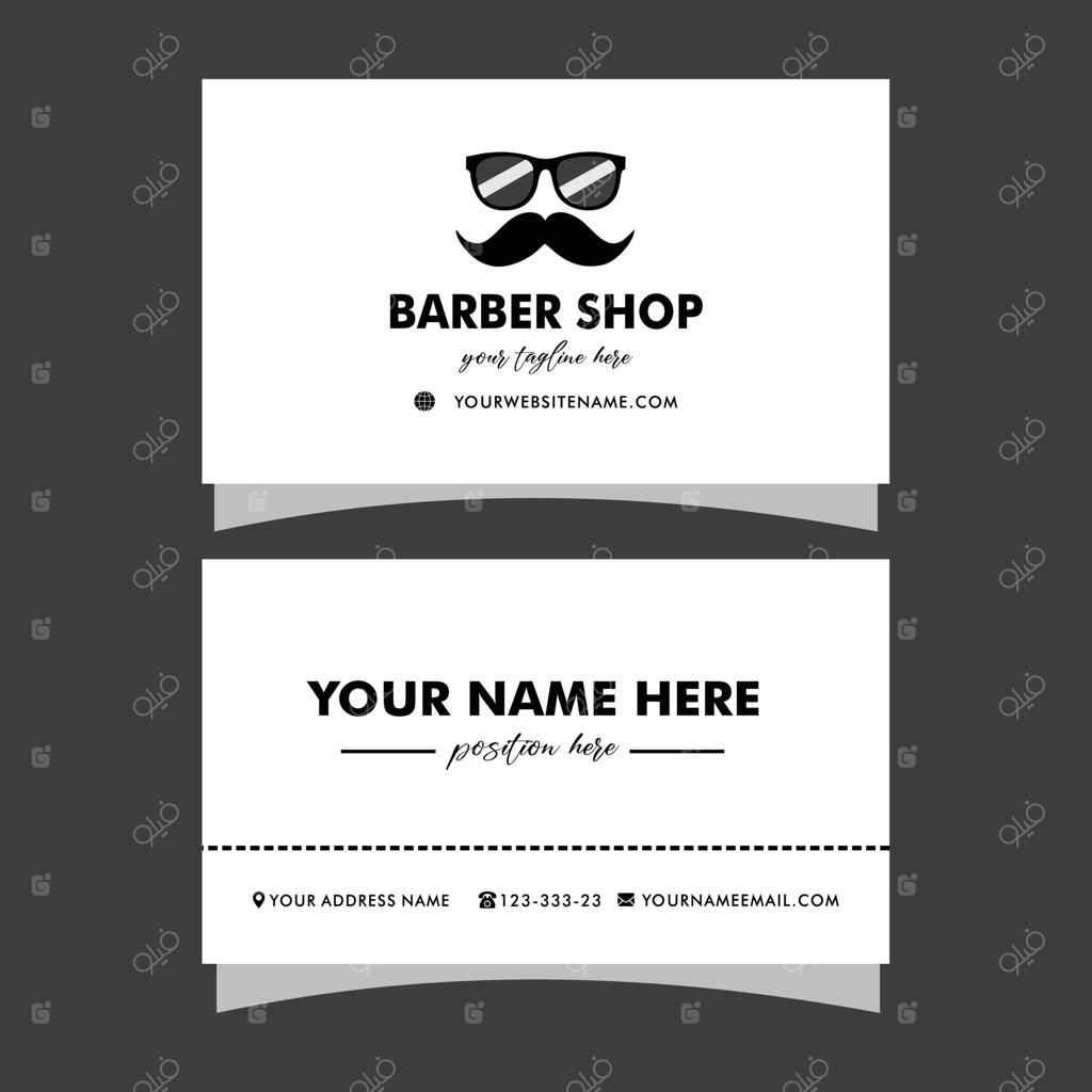 کارت ویزیت آرایشگاه مردانه و طراحی لوگوی سیاه و سفید برای آرایشگاه و سلمانی مردانه