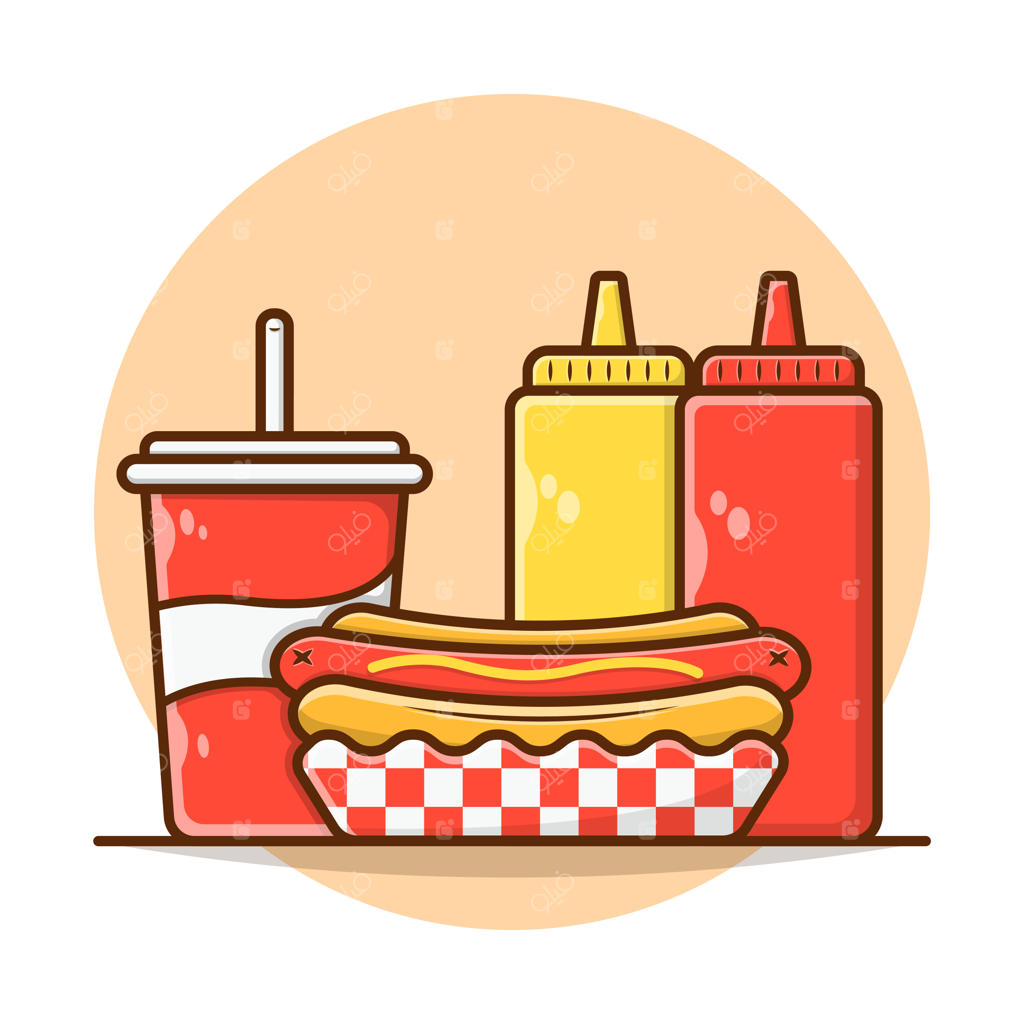 منوی غذا: هات‌داگ با نوشابه و خردل