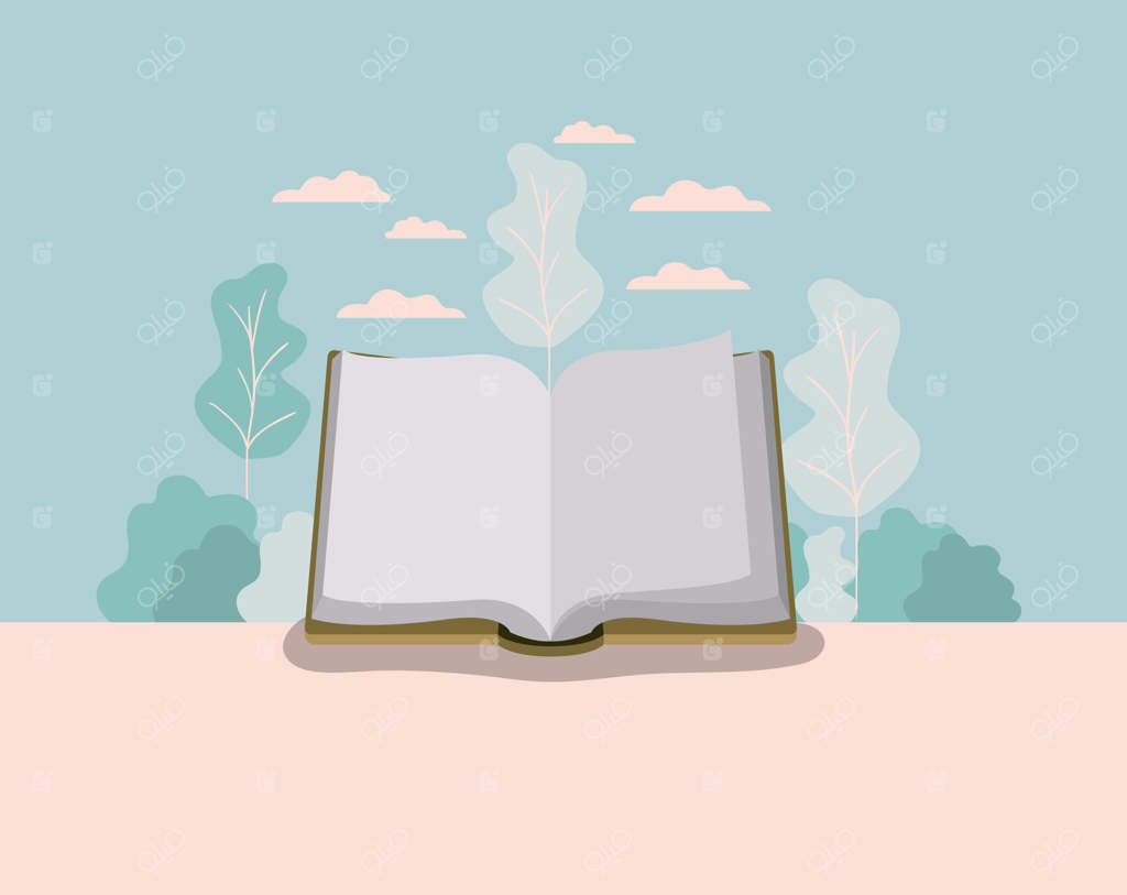 کتاب درسی با منظره جنگل