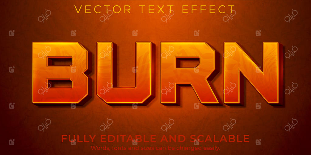 افکت متن شعله آتش با استایل قرمز و داغ، قابل ویرایش